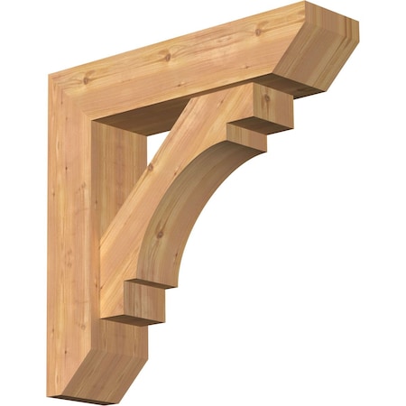 Ekena Millwork Merced Slat Smooth Bracket w/ Offset Brace, Western Red Cedar, 7 1/2"W x 30"D x 30"H BKT0806X30X30MRC06SWR